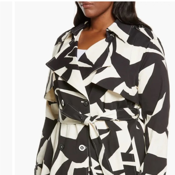 11 Honoré Demi Abstract Print Cotton Blend Trench Coat - Picture 3 of 15